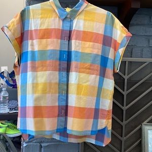 LLBean Block Button Down